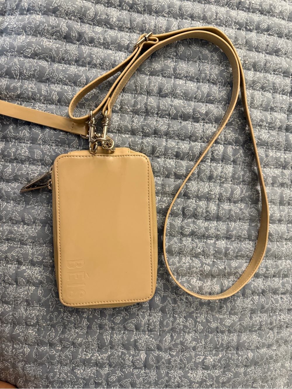 BEIS Nude Patent Zip-Around Wallet